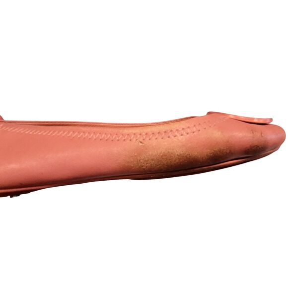 Pink Leather Tory Burch Women's Minnie Ballet Shoe Slip On Moccasin Sz 8 Travel - Picture 5 of 9